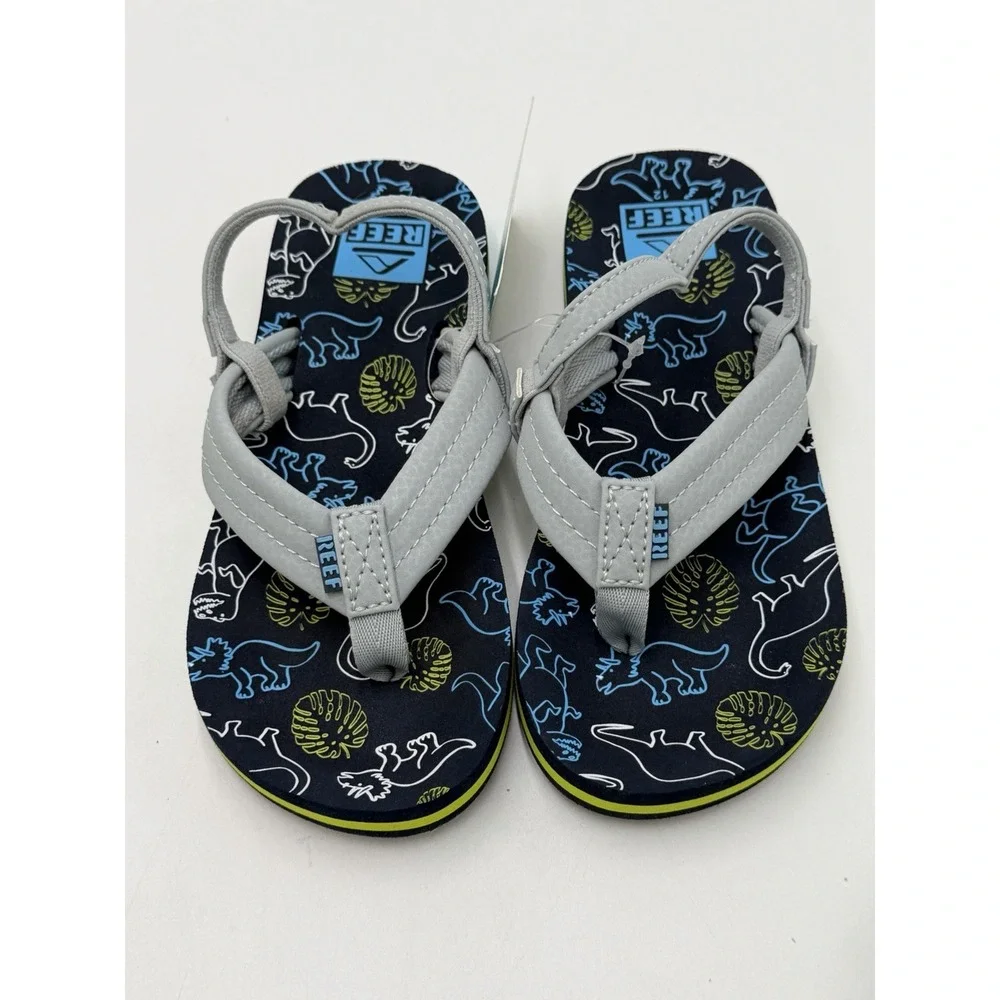 Reef Toddler Little Ahi Water Friendly Dino Flip Flop Boys Girls Size 12 New